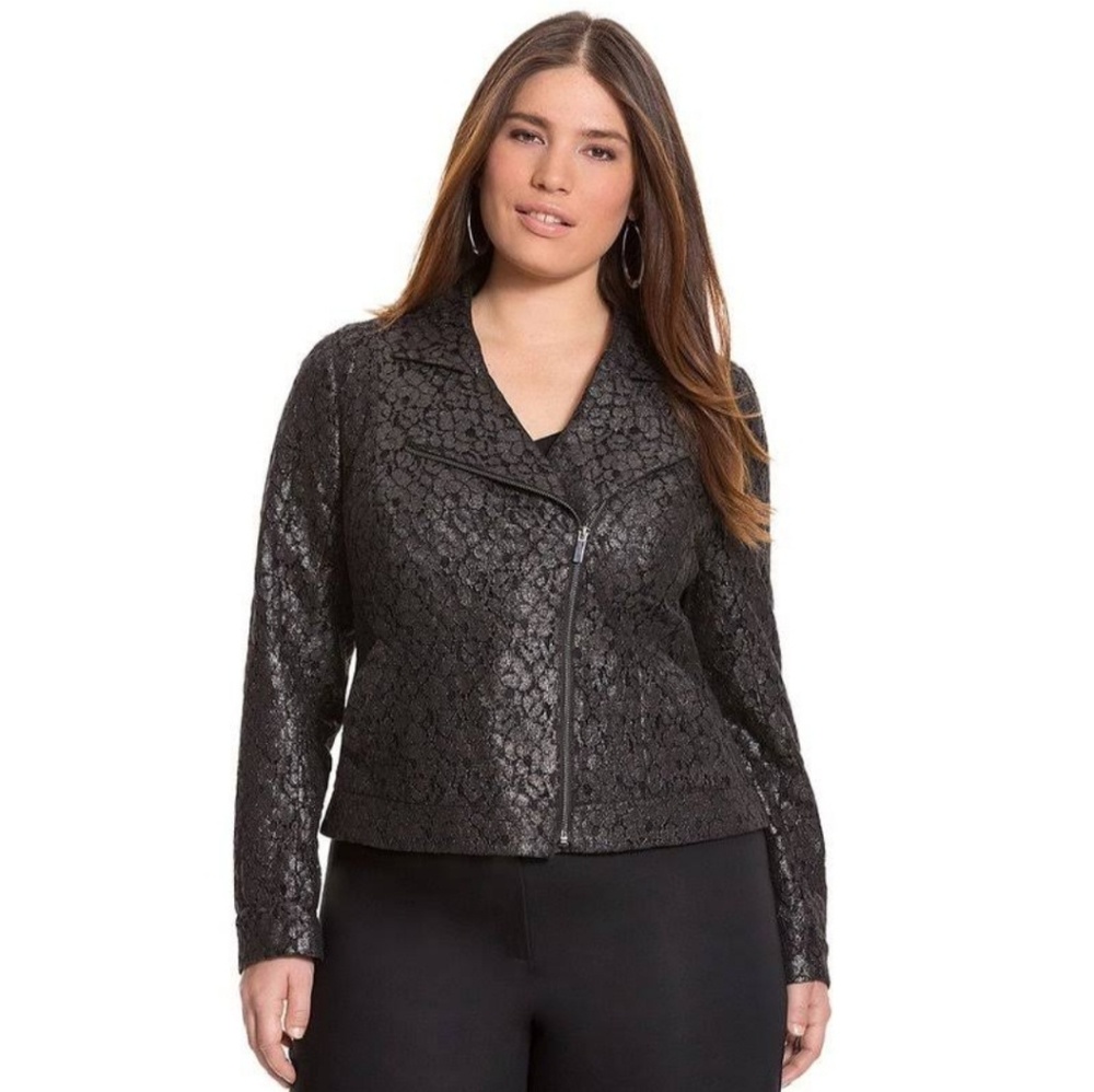Asymmetrical Black Lace Moto Jacket